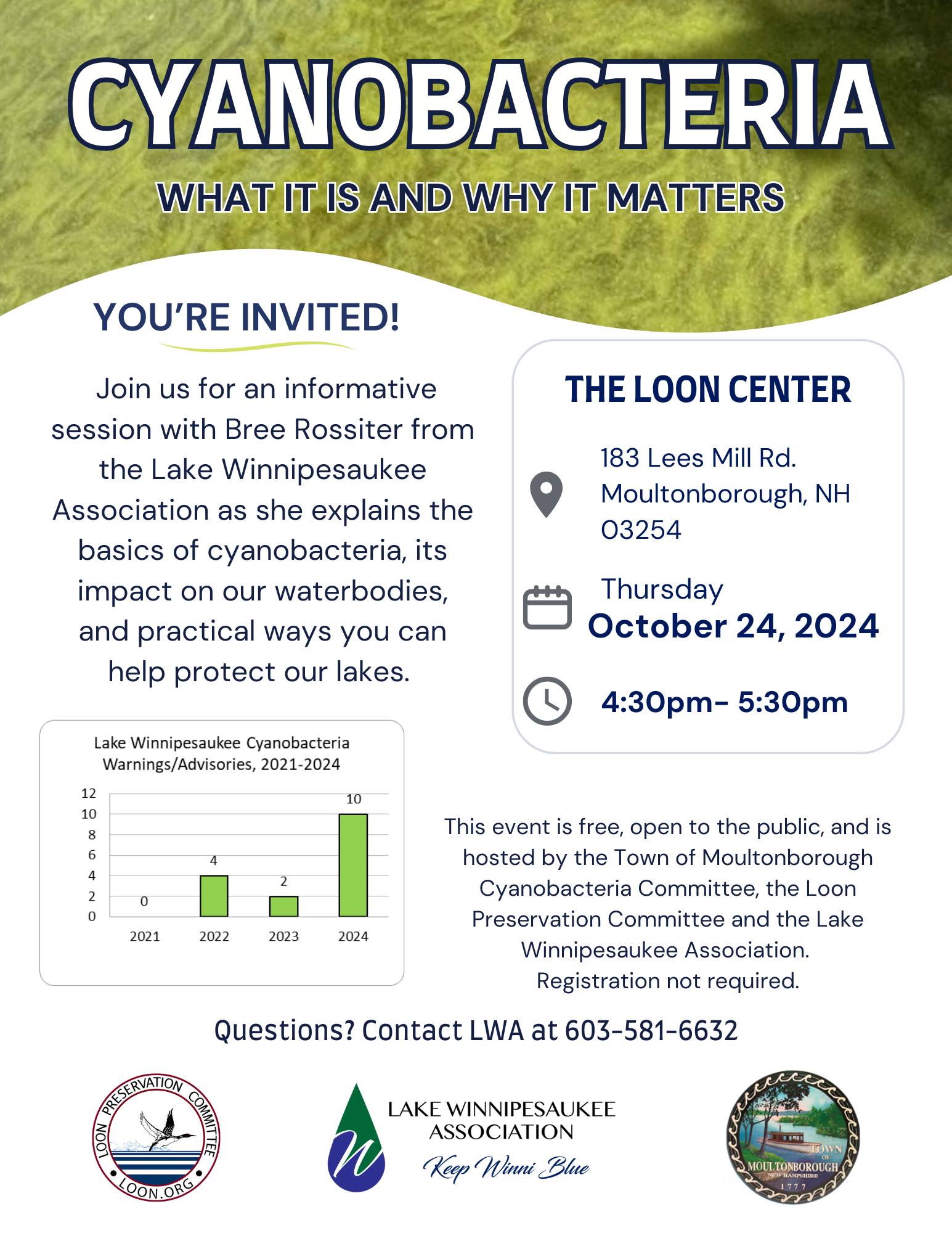 LAKE WINNIPESAUKEE ASSOCIATION PROGRAM ON CYANOBACTERIA, OCTOBER 24, 2024